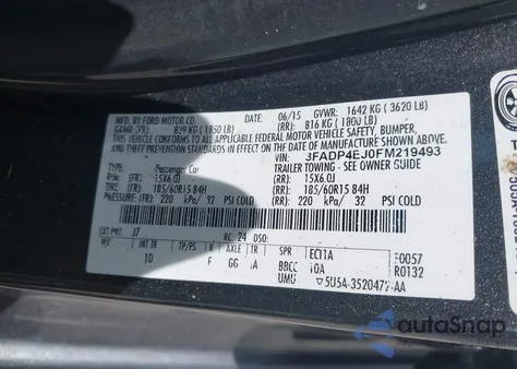 2015 Ford Fiesta Se z USA, uszkodzony, nr VIN 3FADP4EJ0FM219493